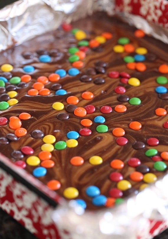 M&Ms on the brownies!