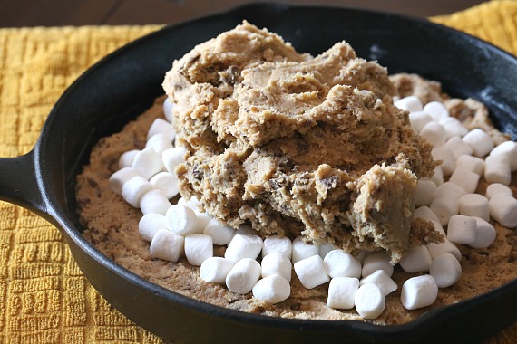 Assempbling the S'mores Skillet Cookie