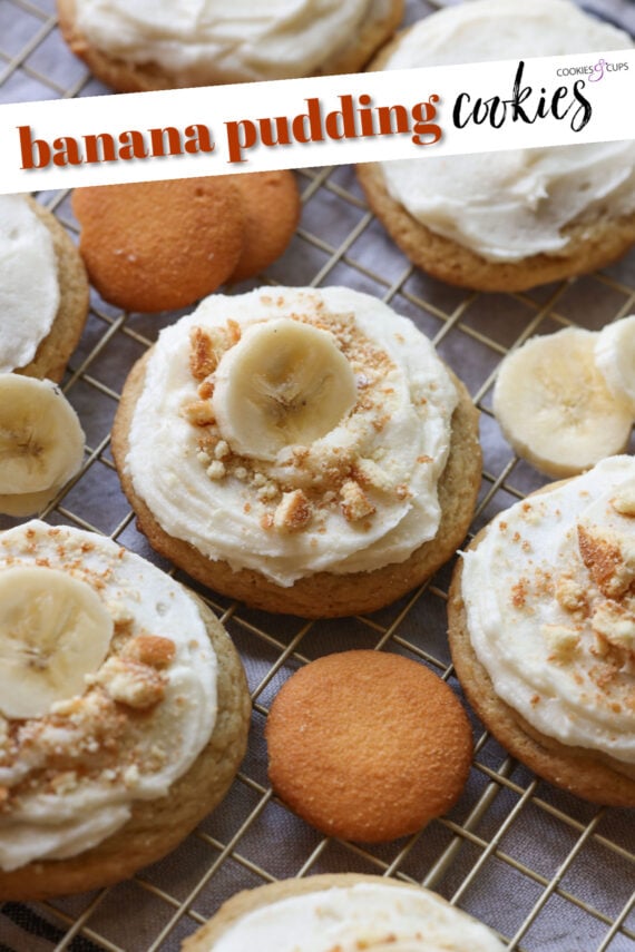 Banana Pudding Cookies Pinterest Image with text