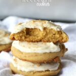 Soft Banana Pie Cookies...a thick, banana pudding cookie topped with creamy vanilla frosting!