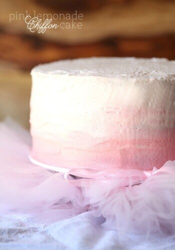 Pink Lemonade Chiffon Cake ~ A super soft cake topped with pink lemonade buttercream!