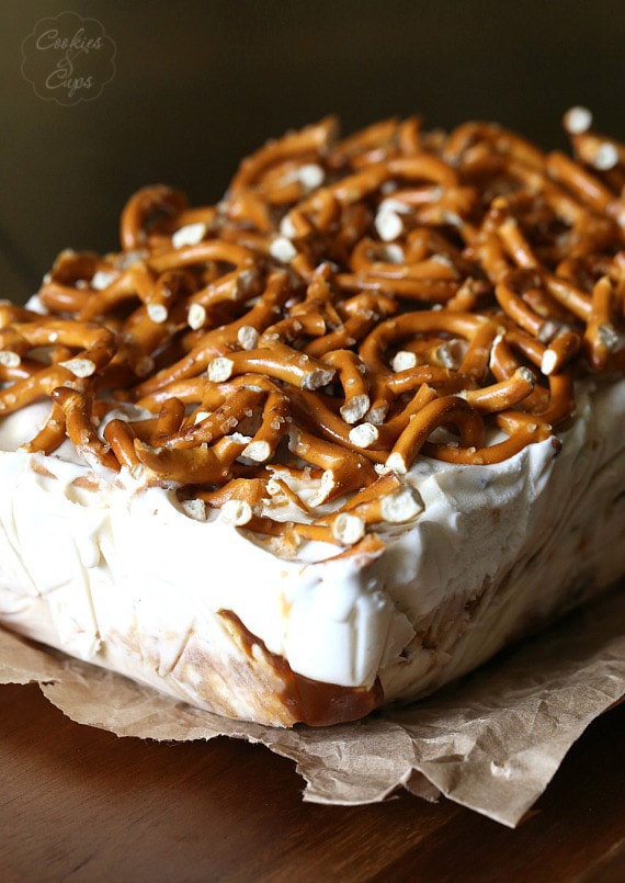 Sweet and Salty Ice Cream Terrine.. yummy Chubby HUbby Ice Cream with pretzels and caramel! SO pretty and insanely delicious!