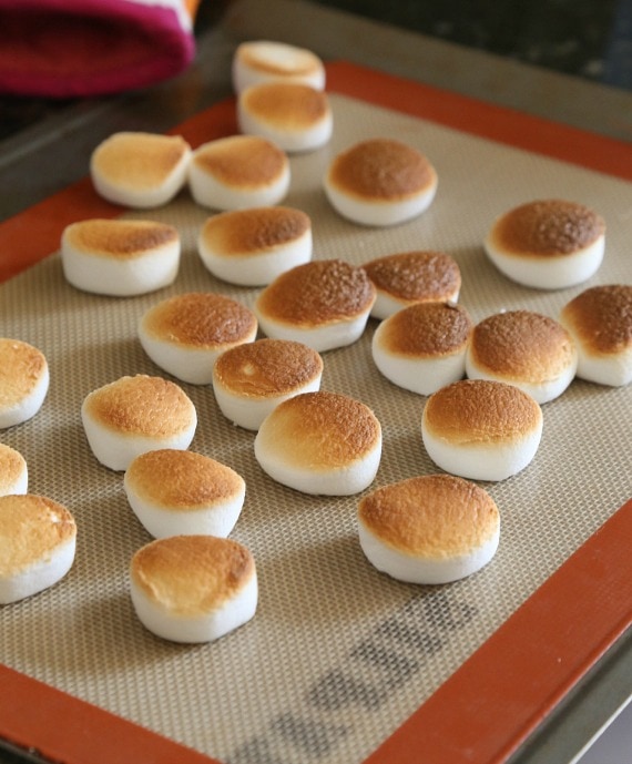 Marshmallows freshly toasted using the broiler!