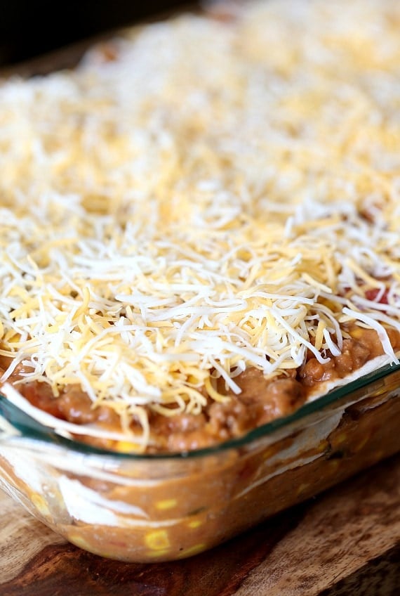 Burrito Lasagna ~ Top layer cheese