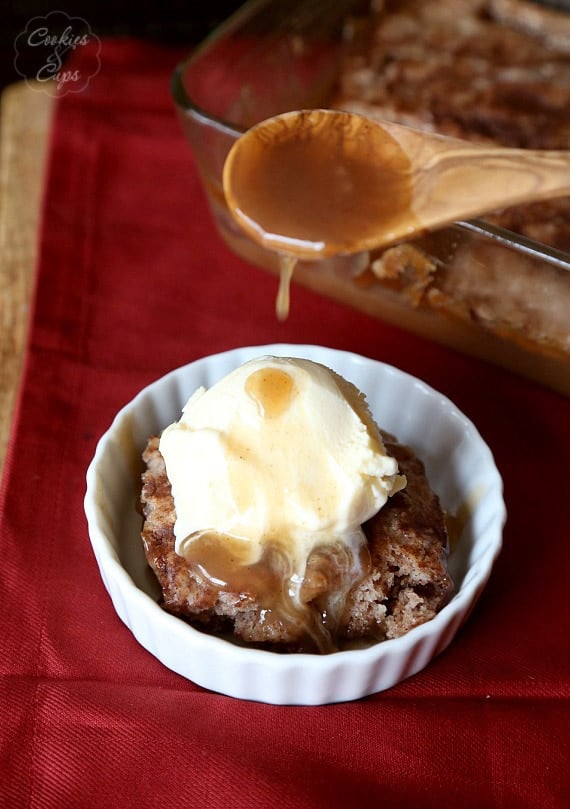 SNickerdoodle Cobbler...makes it's own cinnamon caramel sauce while it bakes!