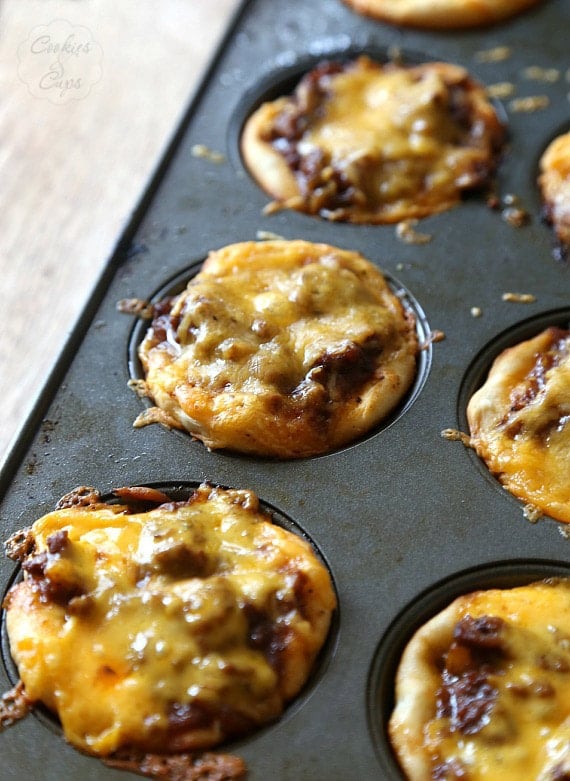 Close-up of baked BBQ Sloppy Joe Muffins