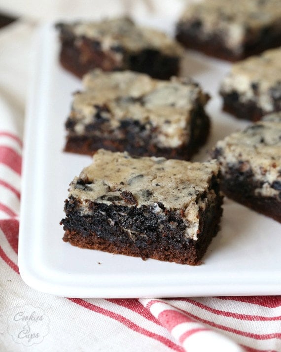 Cookies and Cream Chess Squares...they start with a cake mix and are so so easy!