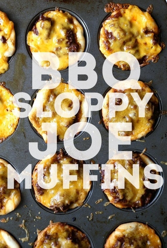 BBQ Sloppy Joe Muffins in a tin overhead view