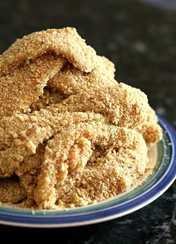 Breading the chicken tenders