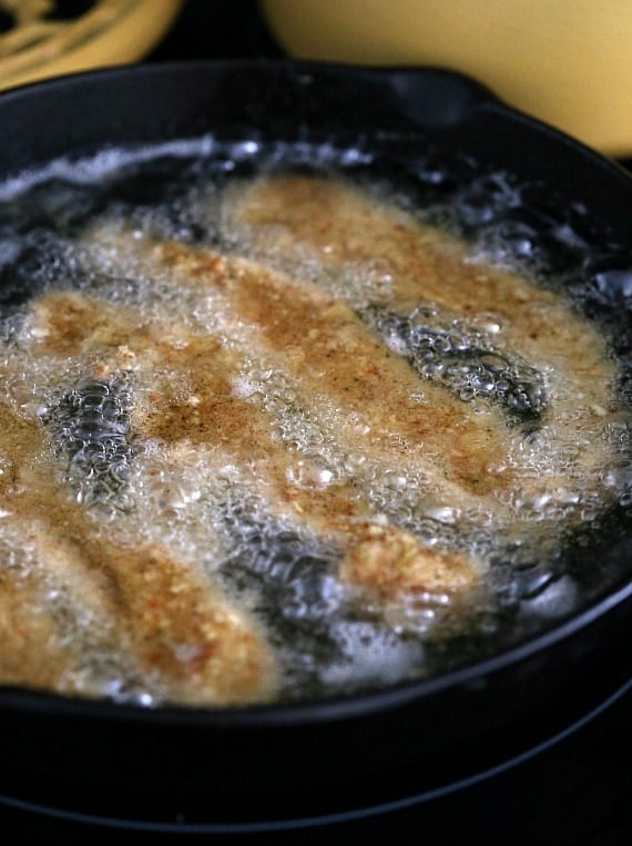 Frying the chicken tenders