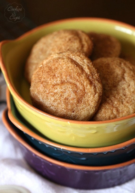 A bowl of snickerdoodle cookies