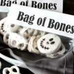 Bag Of Bones Halloween Snack MIx...SImple and cute snack mix made with white chocolate pretzels and a marshmallow!!