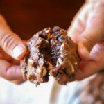 Brownie cookie split in half.