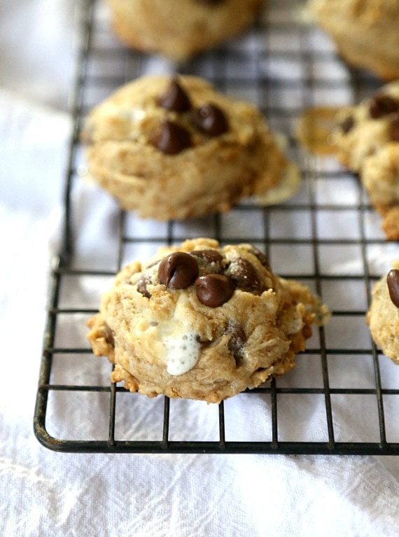 Close-up of Campfire Cookies on a cooling rack