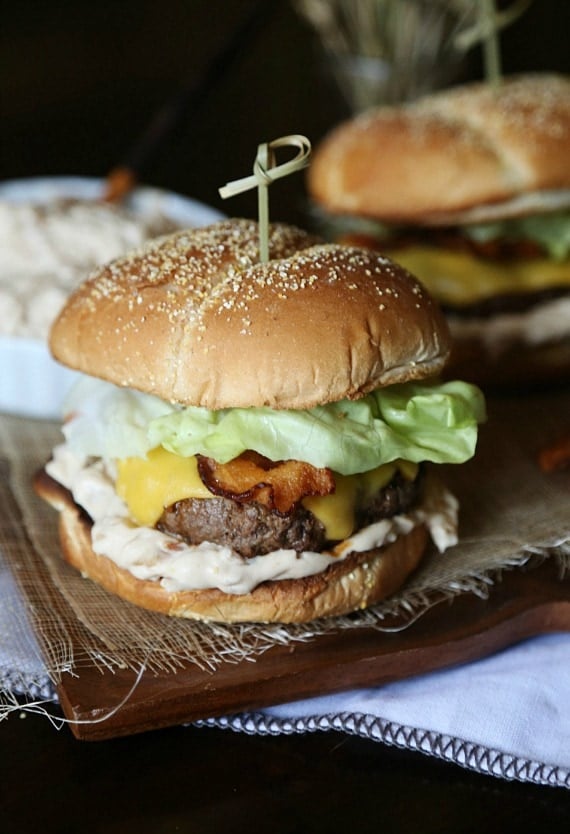 Caramelized Onion Dip Burger...a simple burger topped with a new verion of the classic Onion Soup Dip!