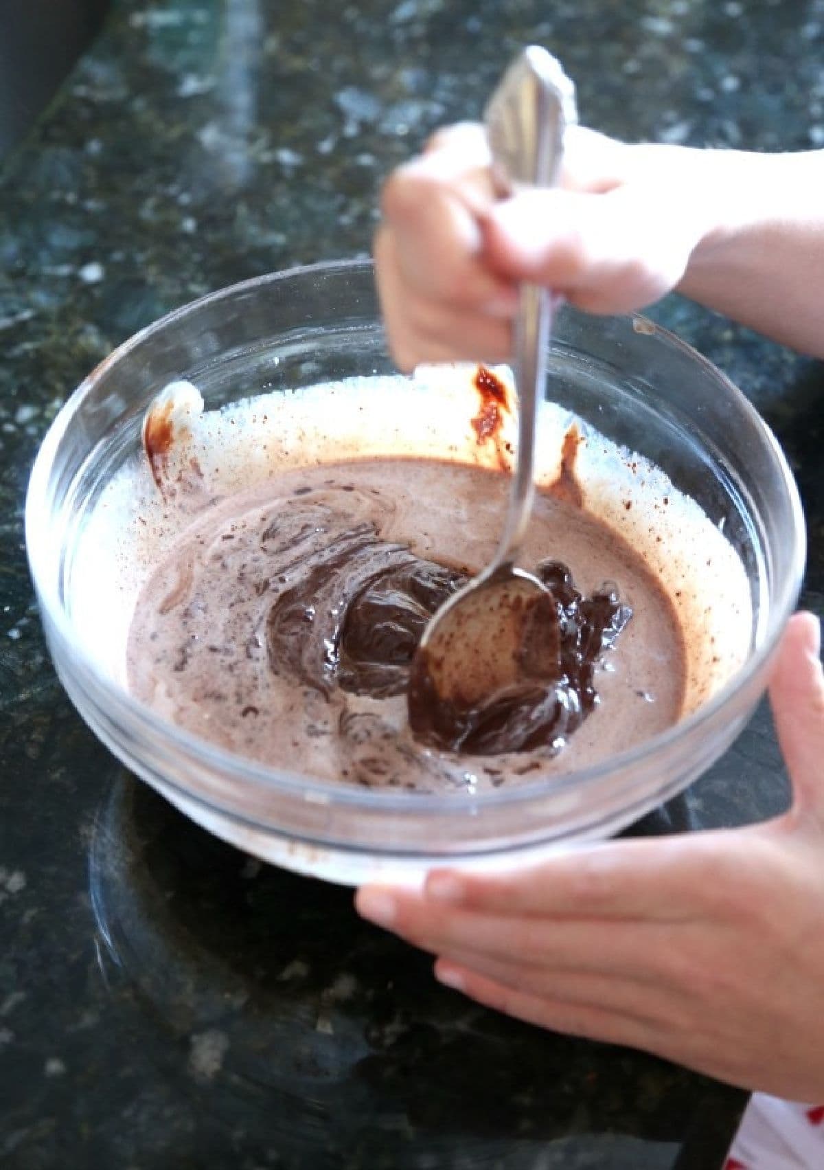 chocolate stirred with heavy whipping cream