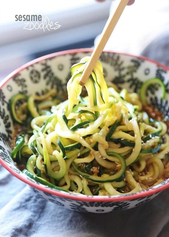 These Sesame Zoodles are SO super easy...can be whipped up in minutes and are low carb! Perfect for lunch or a light dinner!