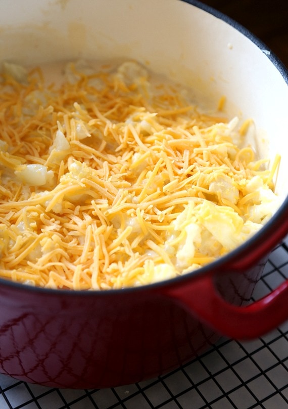 Smoky Gouda Cauliflower "Mac and Cheese".. there is no pasta involved and you won't miss it AT ALL!! SO delicious!!!!
