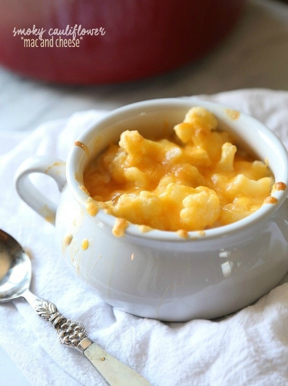 Smoky Gouda Cauliflower "Mac and Cheese".. there is no pasta involved and you won't miss it AT ALL!! SO delicious!!!!