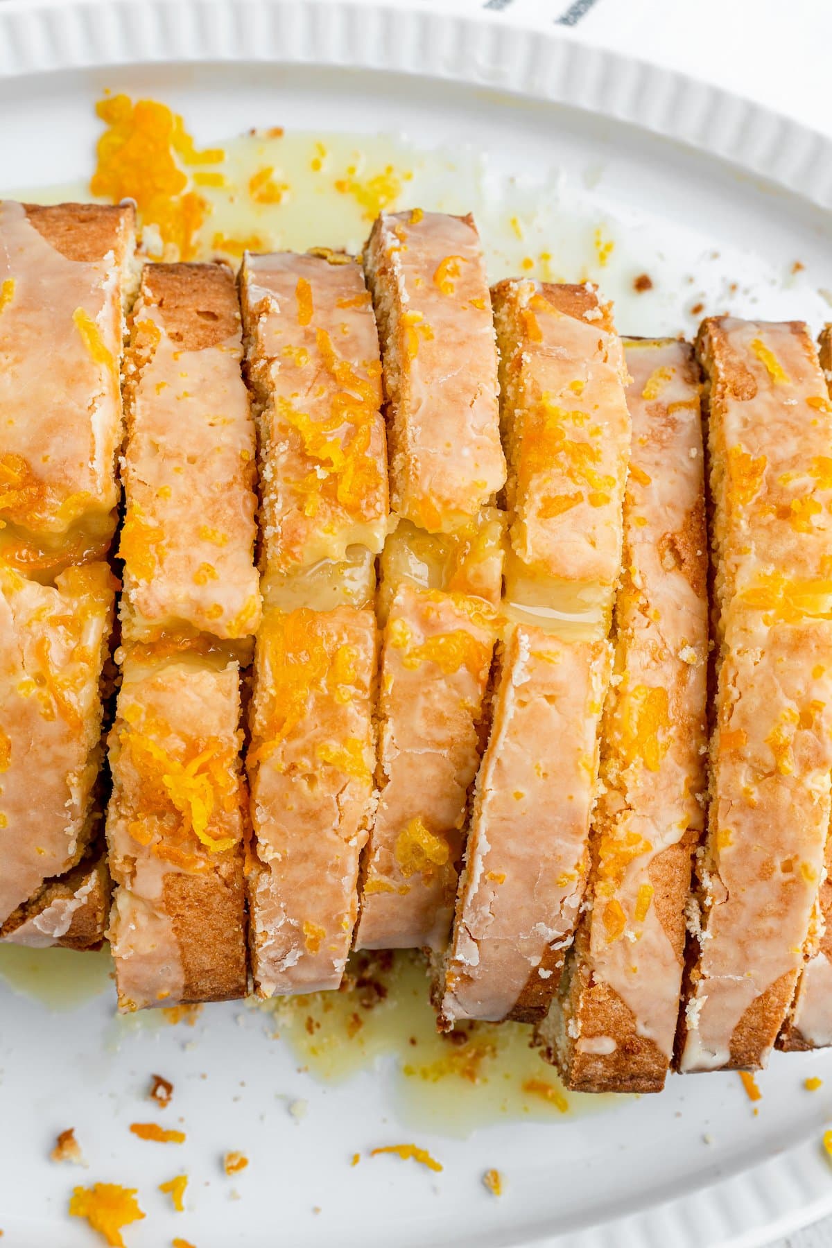Slices of orange pound cake.