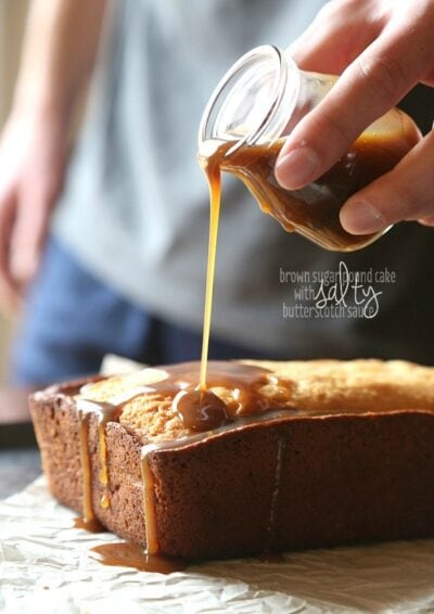 brown sugar pound cake with salty butterscotch sauce