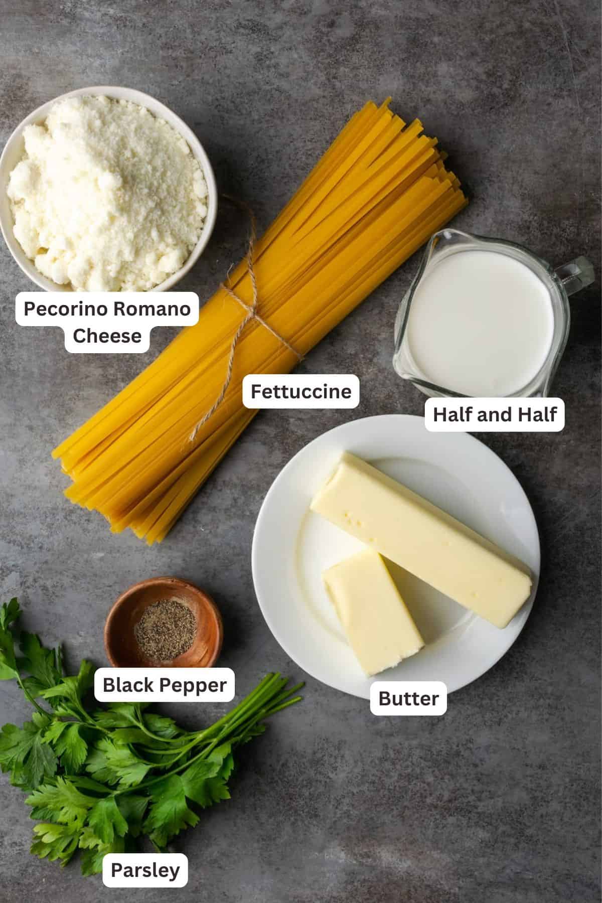 This family-favorite, simple fettuccine Alfredo recipe is a satisfying pasta dinner, ready in under 20 minutes. The sauce is SO easy to make! Ingredients for Simple Fettuccine Alfredo.