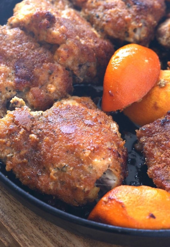 This Skillet Baked Orange Chicken is crispy, juicy and bursting with orange and spice!