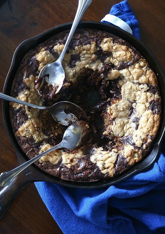 Skillet Brookie! SO easy to make and we like to eat it right out of the skillet!