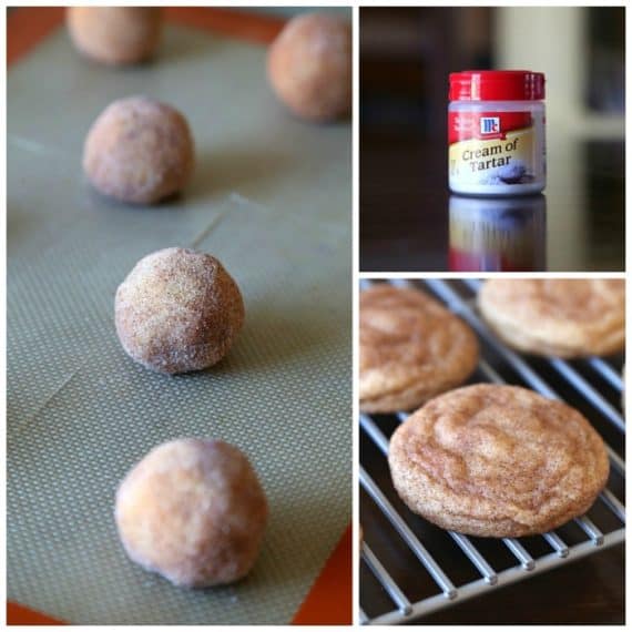 Collage of how to make snickerdoodles.
