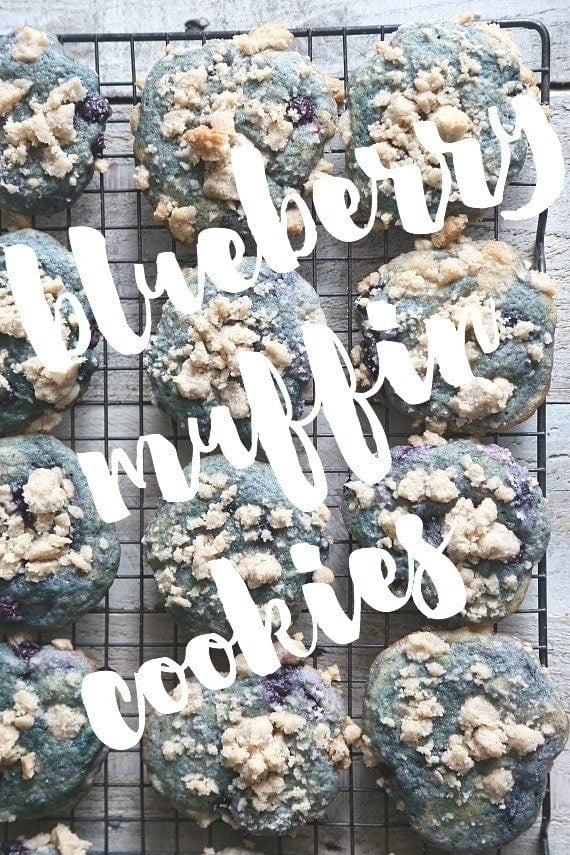 Blueberry Muffin Cookies! These cookies are so soft, loaded with blueberries and topped with a buttery streusel. It's the best part of the muffin!