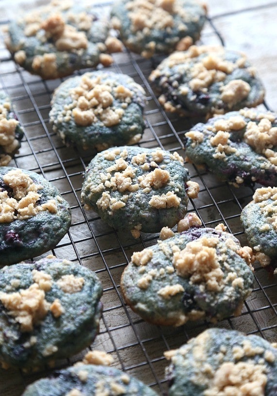 Blueberry Muffin Cookies! These cookies are so soft, loaded with blueberries and topped with a buttery streusel. It's the best part of the muffin!