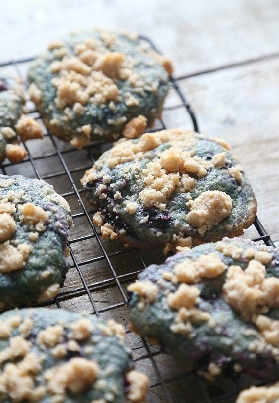 Blueberry Muffin Cookies! These cookies are so soft, loaded with blueberries and topped with a buttery streusel. It's the best part of the muffin!