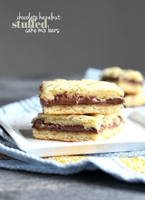 These simple bars that are made from Cake MIx are stuffed with loads of Nutella! SO SO good!