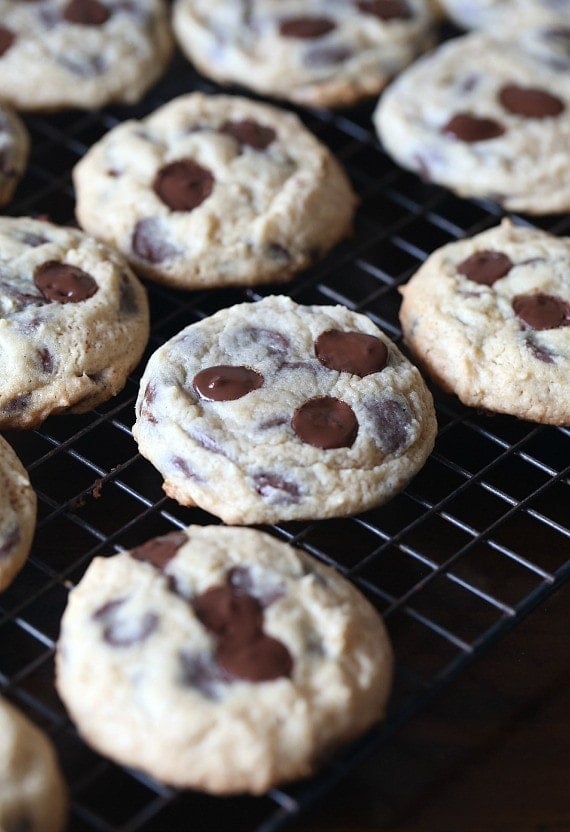 Sour Cream Chocolate Chip Cookies...adding sour cream into the cookie dough in place of some of the butter makes a super soft cookie that melts in your mouth!