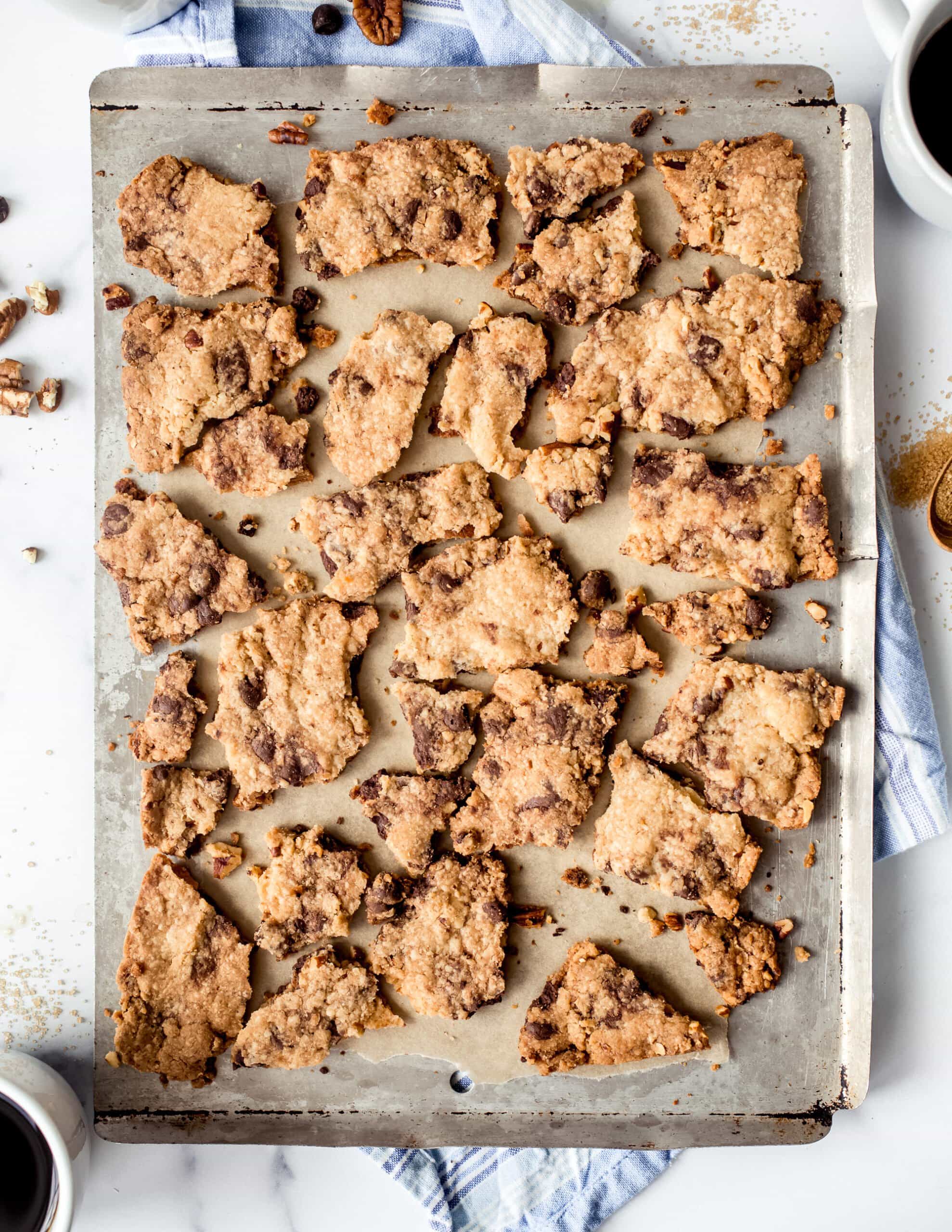 Cookie Brittle on a baking sheet