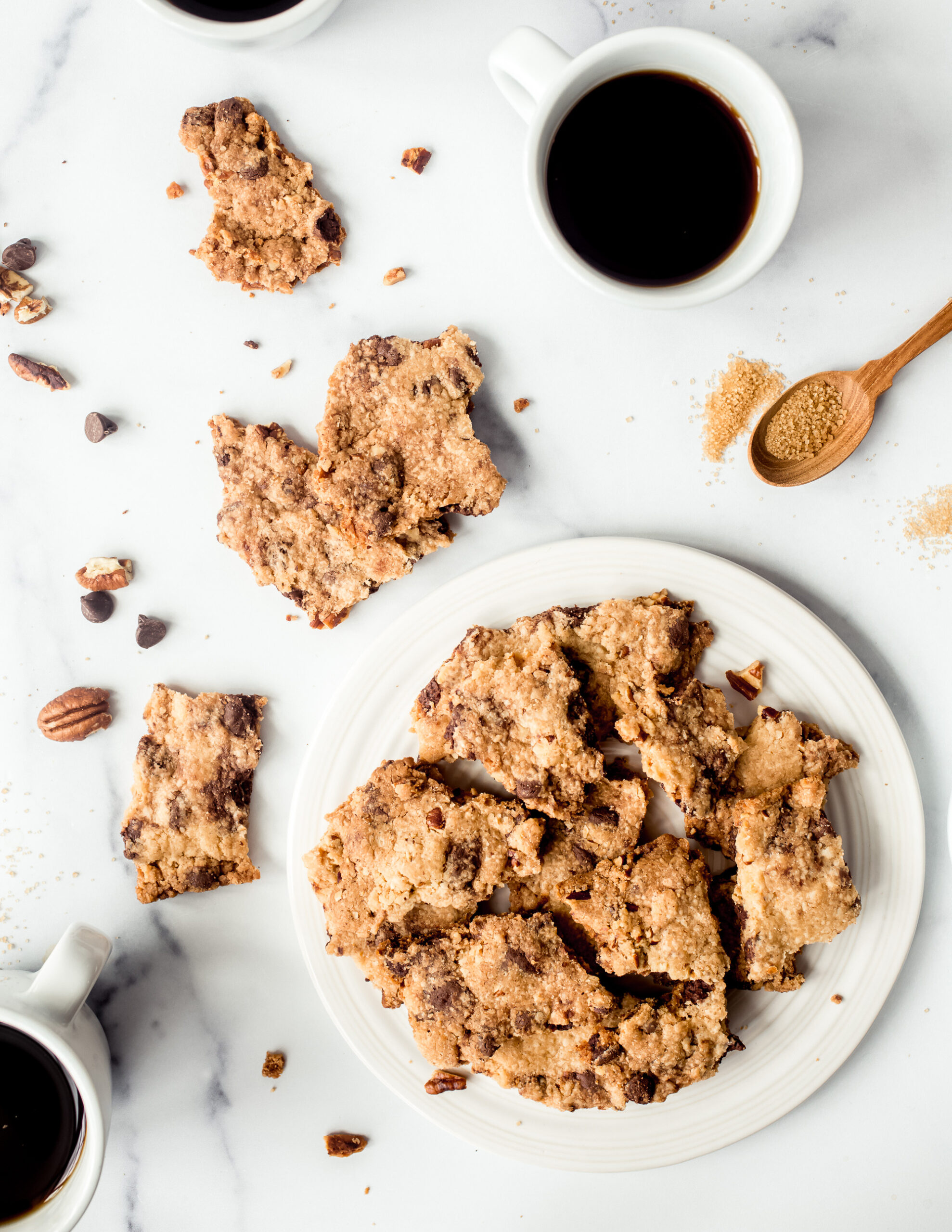 Cookie Brittle from above on a plate