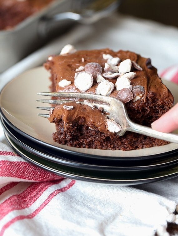 Image of a Slice of Chocolate Malt Cake with Malt Frosting