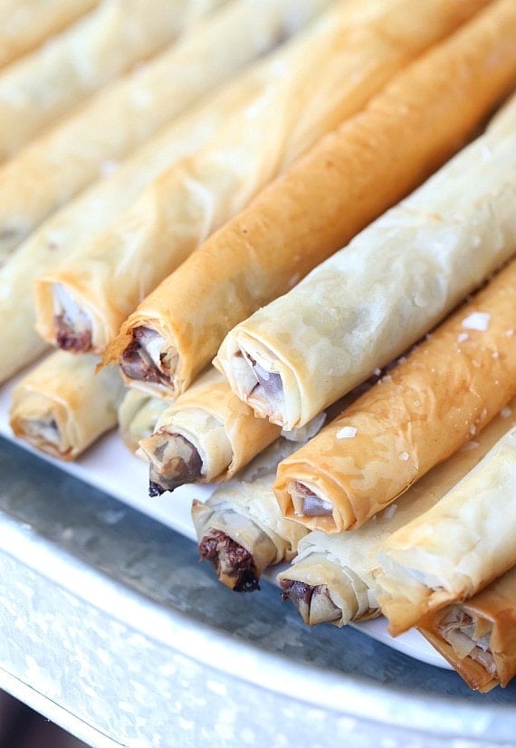 These Crispy Salty Nutella "Cigars" are SO SO amazing! They're crispy, salty, buttery and filled with creamy Nutella!