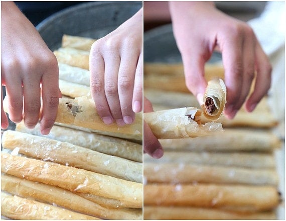 Making Nutella filled Phyllo "cigars"! LOVE these!