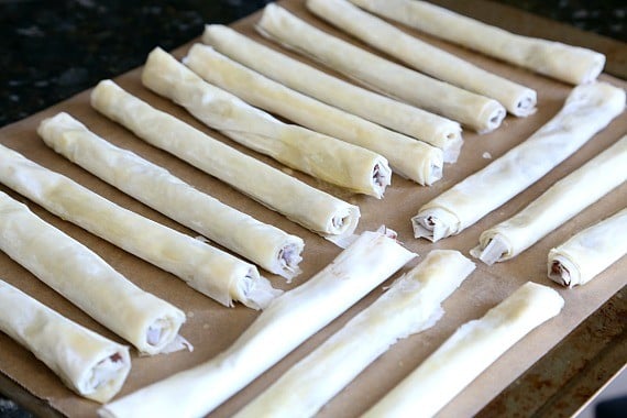 Making Nutella filled Phyllo "cigars"! LOVE these!
