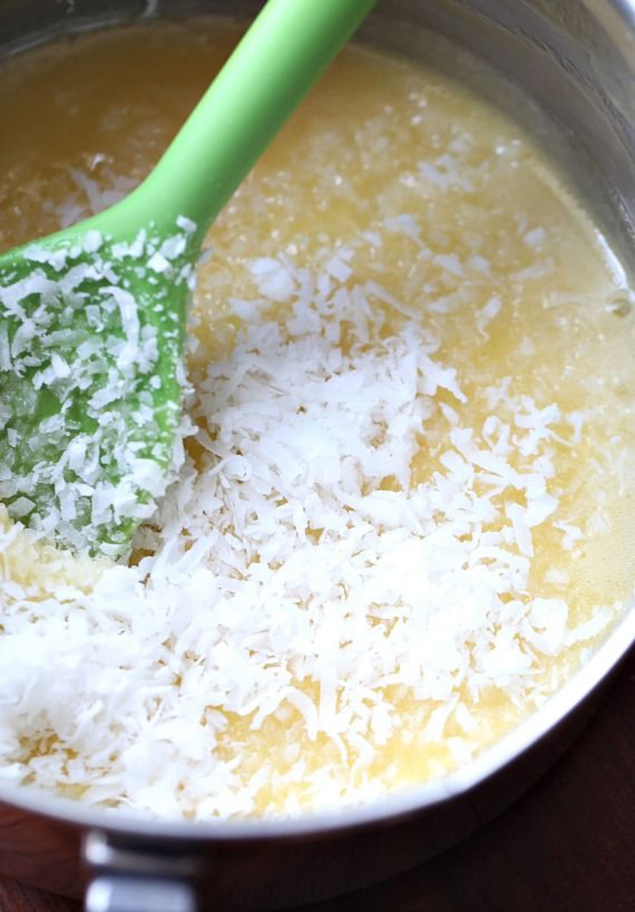 Butter and coconut in a saucepan