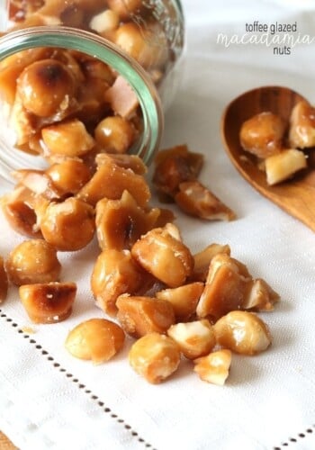 Toffee Glazed Macadamia Nuts..these are crazy addictive and SO easy, made in just minutes on the stove top!
