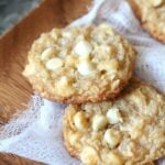 Chewy Coconut Cream Cheese Cookies loaded with white chocolate!