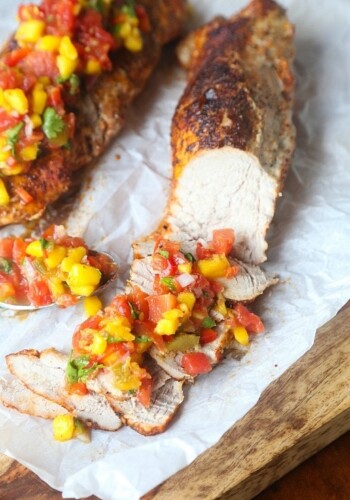 This sweet and savory fruit salsa goes perfect on grilled meat or even eaten with chips!