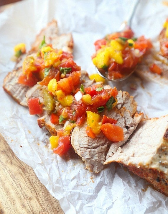 This sweet and savory fruit salsa goes perfect on grilled meat or even eaten with chips!