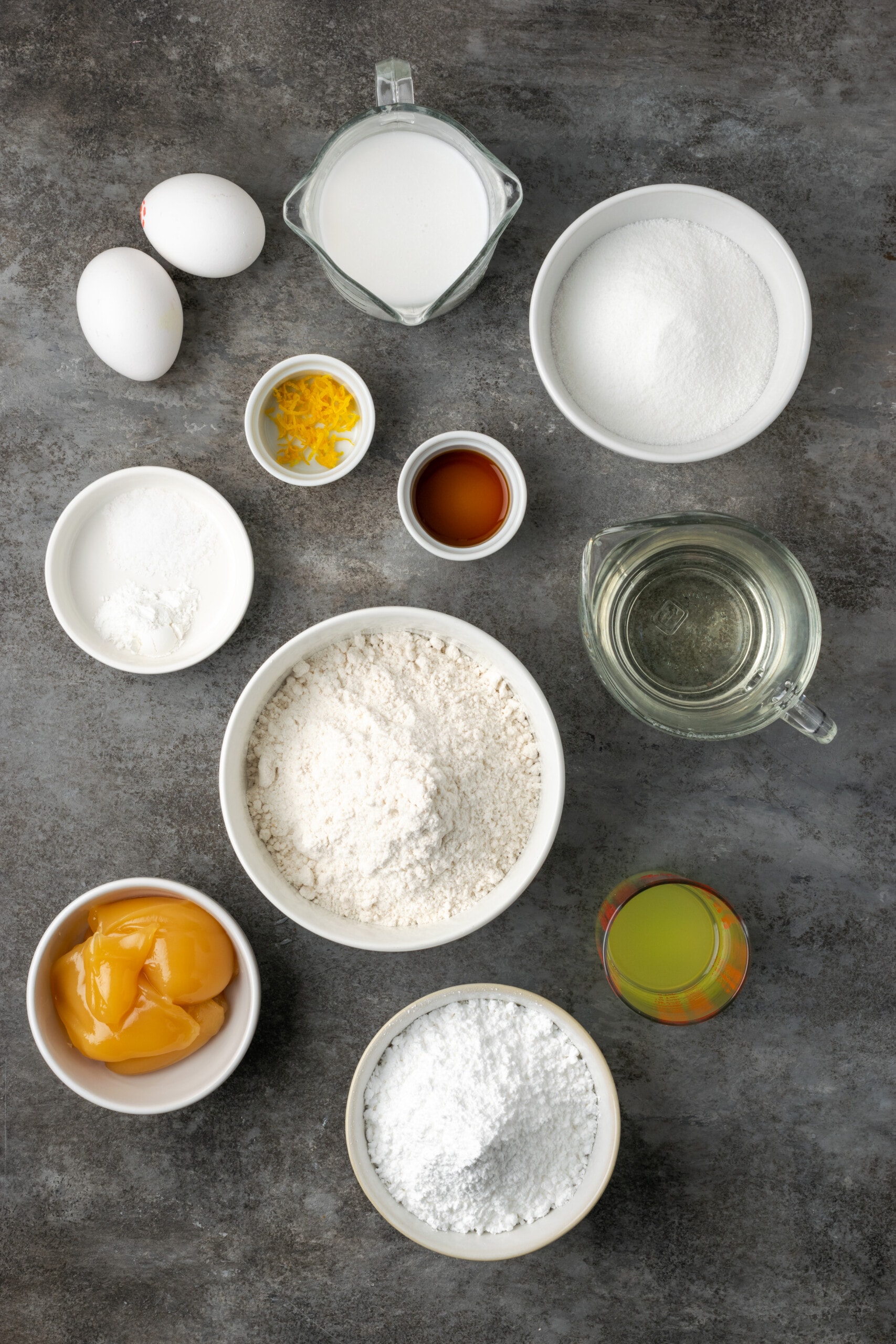 The ingredients for lemon pound cake.