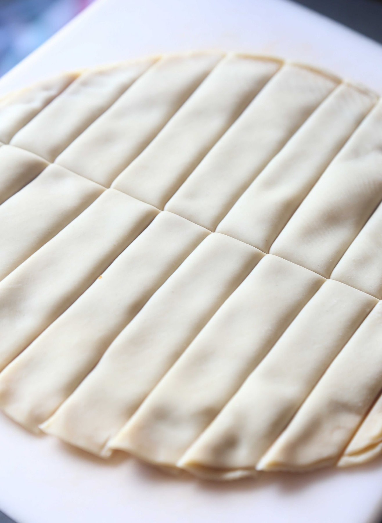 Pie crust cut into strips
