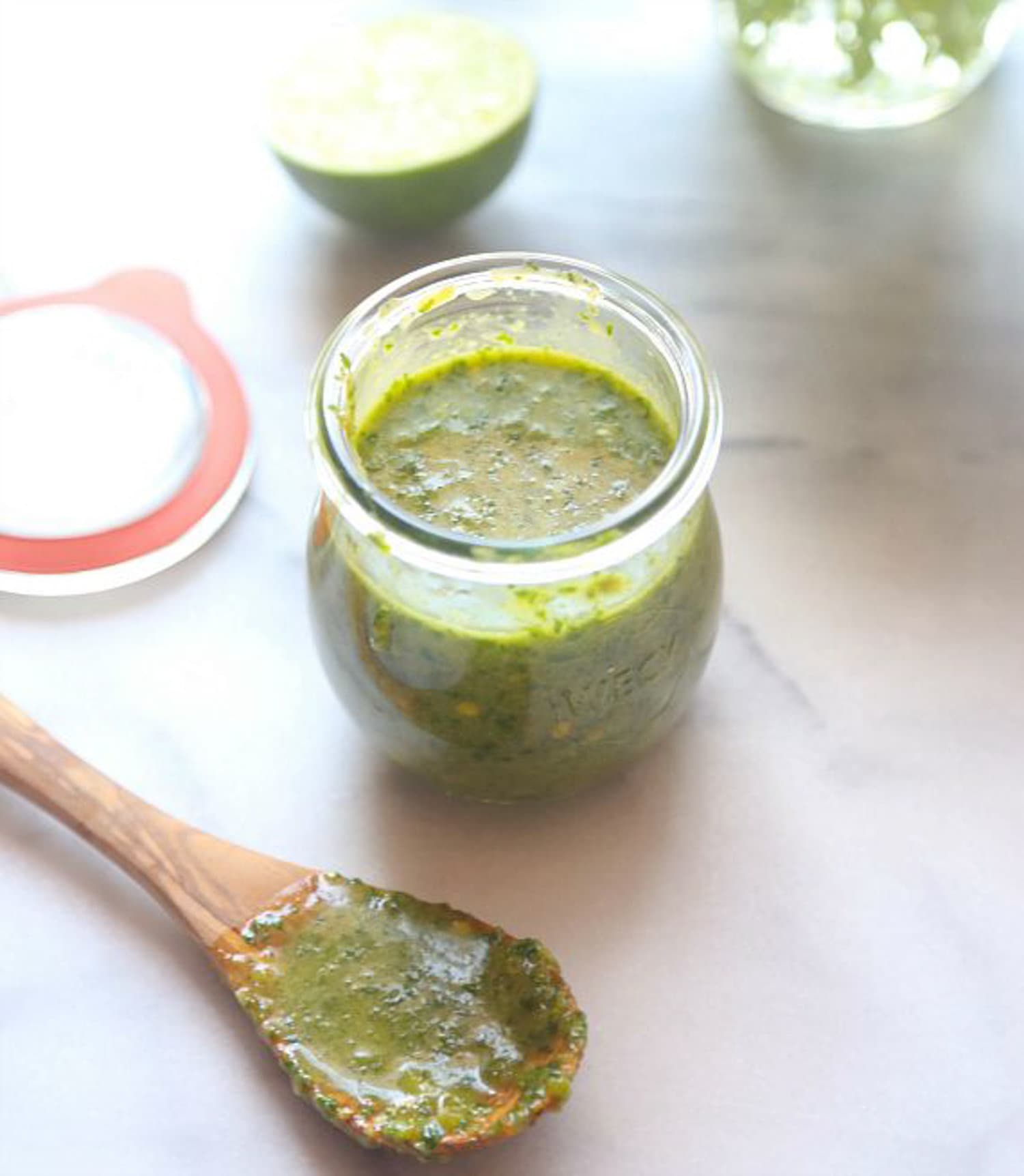 Cilantro blended up with vinaigrette 