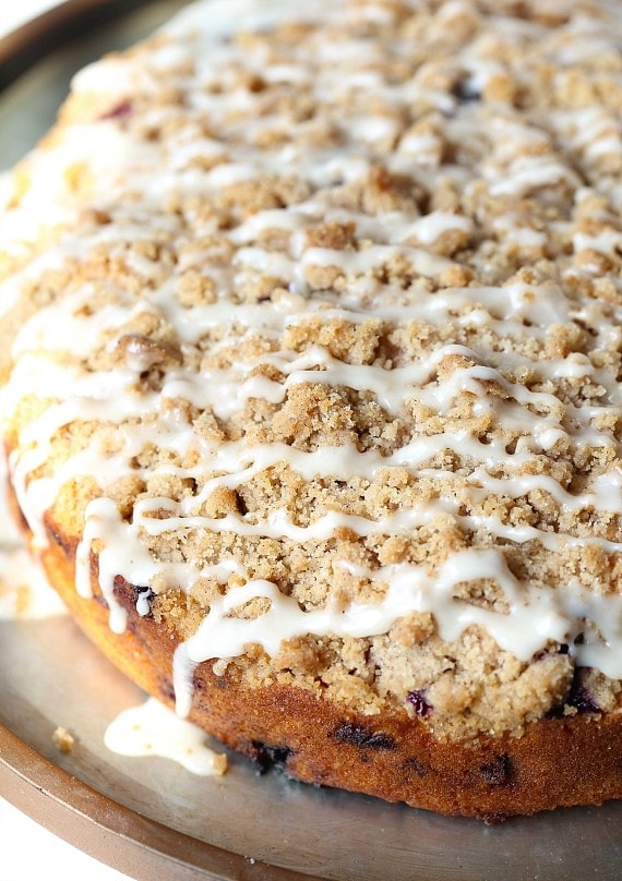 This Blueberry Muffin Cake is an ALL TIME favorite! It's soft, loaded with blueberries and topped with the best crunchy crumble!