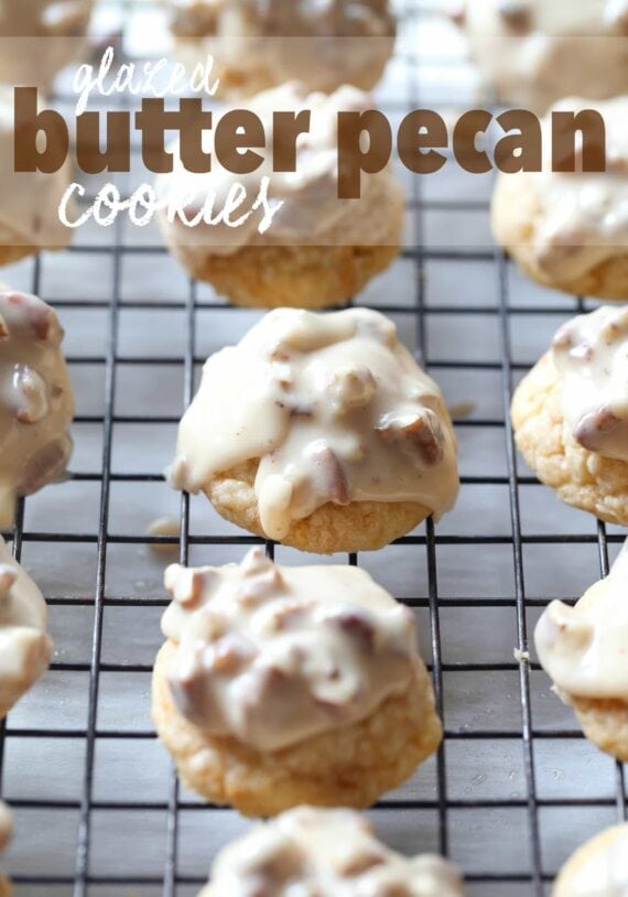 Glazed Butter Pecan Cookies! These cookies have a super fun secret ingredient! Love it!